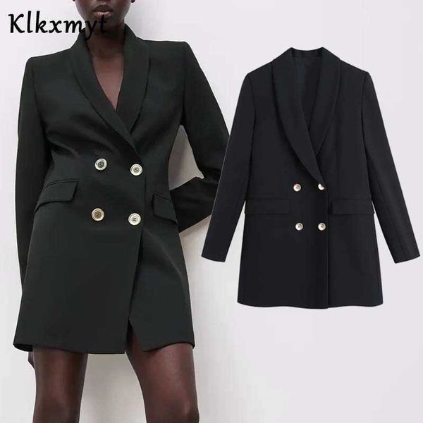 klkxmyt za women fashion double breasted casual long blazer coat office ladies pockets vintage outwear suit chic 210527, White;black
klkxmyt za women fashion double breasted casual long blazer coat office ladies pockets vintage outwear suit chic 210527, White;black