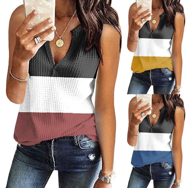 women's blouses & shirts fashion waffle knit blouse shirt patchwork loose v-neck casual summer ladies female women sleevelss blusas pu, White
women's blouses & shirts fashion waffle knit blouse shirt patchwork loose v-neck casual summer ladies female women sleevelss blusas pu, White