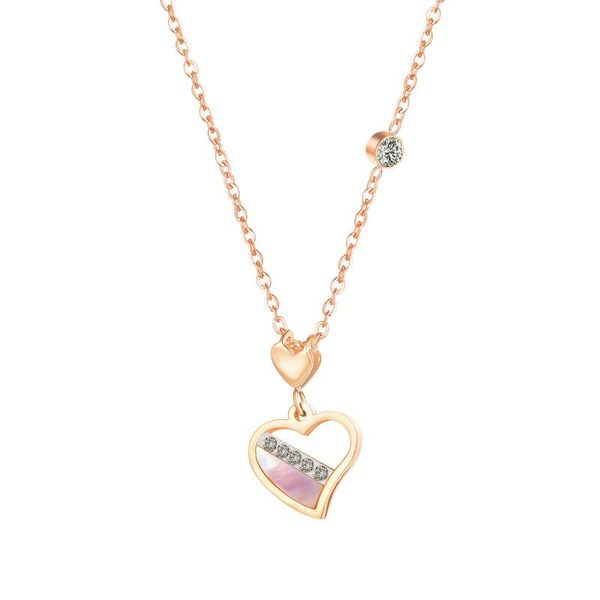 fashion heart shaped stainless steel pendant necklace girly cute crystal accessories rose gold color jewelry gift for woman necklaces, Silver
fashion heart shaped stainless steel pendant necklace girly cute crystal accessories rose gold color jewelry gift for woman necklaces, Silver