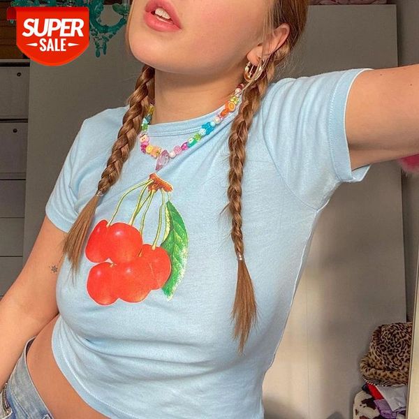 fashion cherry printed crop summer short sleeve o-neck slim t-shirt sweet cute lovely wild chic exposed navel shirt #7c3e, White
fashion cherry printed crop summer short sleeve o-neck slim t-shirt sweet cute lovely wild chic exposed navel shirt #7c3e, White