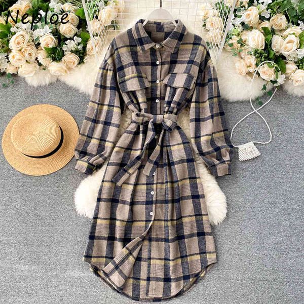 neploe new vintage plaid women shirt dress autumn winter new drawstring slim waist vestidos mid-length women dresses 210423, Black;gray
neploe new vintage plaid women shirt dress autumn winter new drawstring slim waist vestidos mid-length women dresses 210423, Black;gray