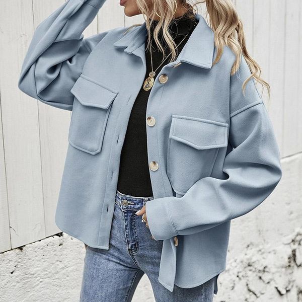 women's jackets simple autumn women solid pockets casual female coats jacket long sleeve crop shoulder single breasted fashion 2021, Black;brown
women's jackets simple autumn women solid pockets casual female coats jacket long sleeve crop shoulder single breasted fashion 2021, Black;brown