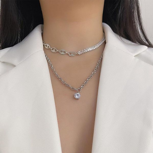 pendant necklaces fashion zircon pendants stitching necklace luxury clavicle chain female collar choker lady, Silver
pendant necklaces fashion zircon pendants stitching necklace luxury clavicle chain female collar choker lady, Silver
