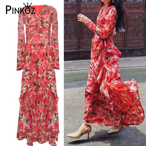 spring runway designer slim high waist red flower long sleeve maxi dress women ruffles quality party femme robe 210421, White
spring runway designer slim high waist red flower long sleeve maxi dress women ruffles quality party femme robe 210421, White