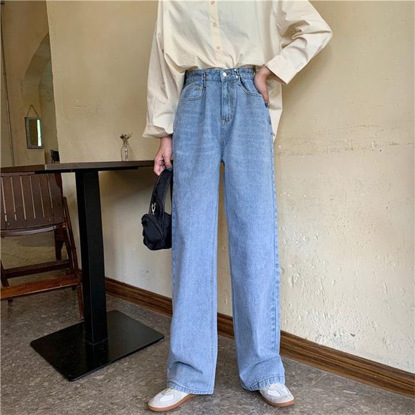 women's jeans early spring 2021 korean style high waist slimming all-matching wide leg draping mop straight pants loose, Blue
women's jeans early spring 2021 korean style high waist slimming all-matching wide leg draping mop straight pants loose, Blue