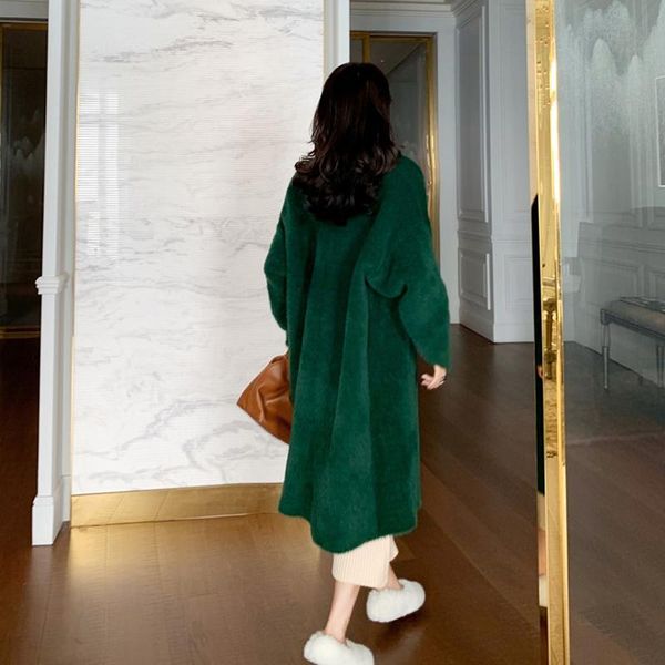 women's fur & faux herstory 2021 autumn women solid coat lady thick outwear winter warm long female elegant green overcoat, Black
women's fur & faux herstory 2021 autumn women solid coat lady thick outwear winter warm long female elegant green overcoat, Black