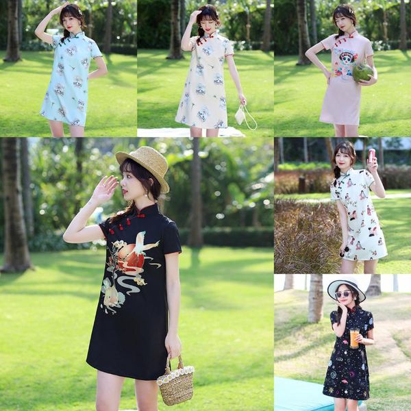 women's patterned a line short sleeve modern cheongsam qipao female summer chinese style mini dress ethnic clothing, Red
women's patterned a line short sleeve modern cheongsam qipao female summer chinese style mini dress ethnic clothing, Red