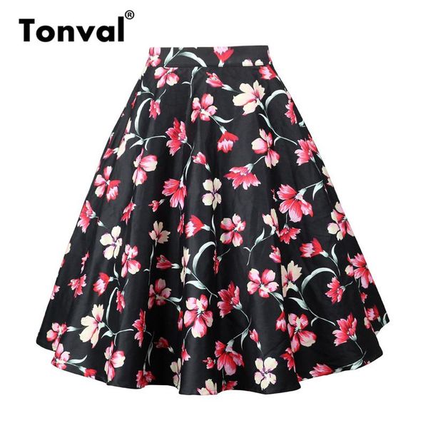 skirts tonval a line midi floral retro skirt high waist cotton vintage style women flower print elegant, Black
skirts tonval a line midi floral retro skirt high waist cotton vintage style women flower print elegant, Black