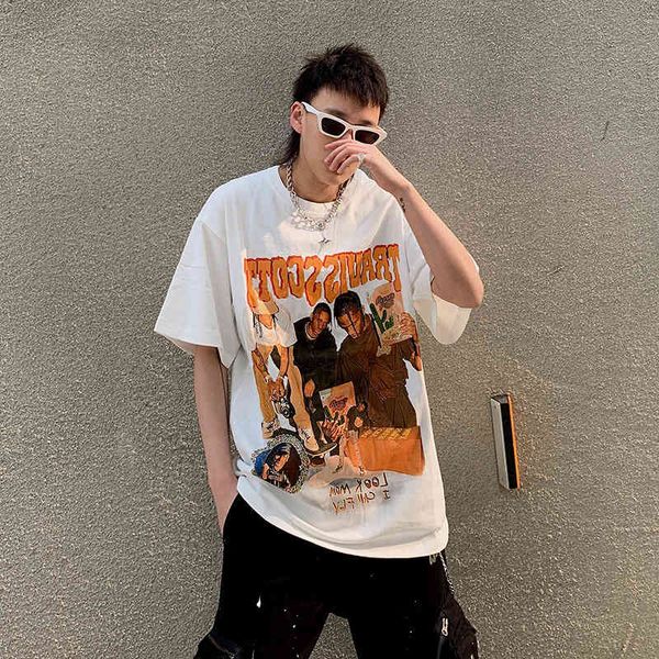 2021 summer new high street cartoon printed short sleeve t-shirt men's fashion brand loose half sleeve round neck t-shirt, White
2021 summer new high street cartoon printed short sleeve t-shirt men's fashion brand loose half sleeve round neck t-shirt, White