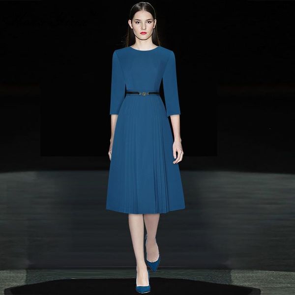 casual dresses fashion designer autumn dress women's 3/4 sleeve high waist sashes office lady blue pleated midi, Black;gray
casual dresses fashion designer autumn dress women's 3/4 sleeve high waist sashes office lady blue pleated midi, Black;gray