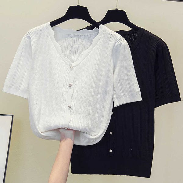 l-4xl plus size women loose kint thin sweater pullover short sleeve v neck button casual oversized sweaters jumpers 210604, White;black
l-4xl plus size women loose kint thin sweater pullover short sleeve v neck button casual oversized sweaters jumpers 210604, White;black