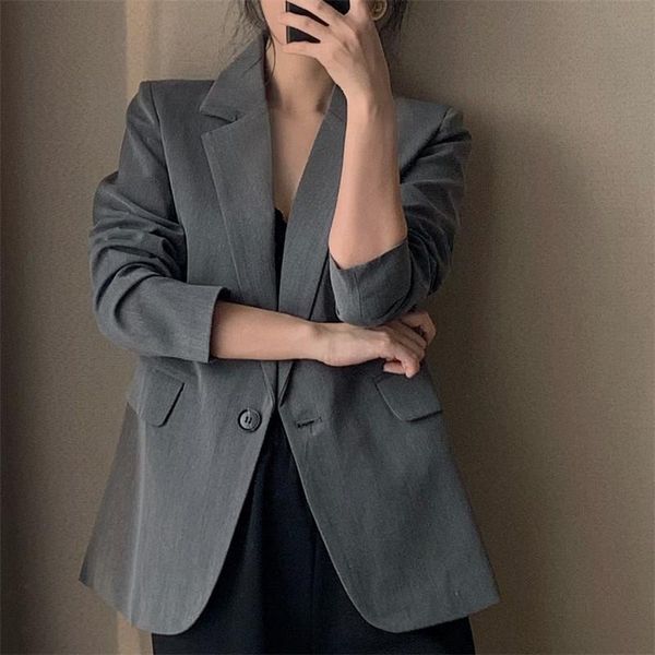 women's suits & blazers solid grey womens office lady single button pockets female vintage casual notched collar women blazer ol chic, White;black
women's suits & blazers solid grey womens office lady single button pockets female vintage casual notched collar women blazer ol chic, White;black