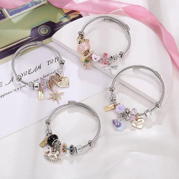 charm bracelets sweet heart pendant zircon beads women fashion stainless steel jewelry accessories gifts, Golden;silver
charm bracelets sweet heart pendant zircon beads women fashion stainless steel jewelry accessories gifts, Golden;silver