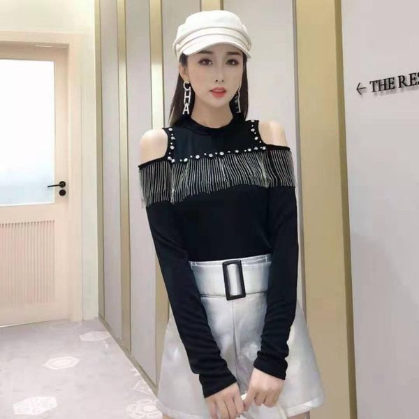 women's blouses & shirts women 2021 spring autumn elegant off shoulder blouse female long sleeve ladies tassel casual streetwear a366, White
women's blouses & shirts women 2021 spring autumn elegant off shoulder blouse female long sleeve ladies tassel casual streetwear a366, White
