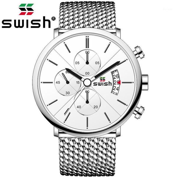 fashion brand swish chronograph watch men sports quartz clock stainless steel military wristwatch waterproof montre homme 2021 wristwatches, Slivery;brown 
fashion brand swish chronograph watch men sports quartz clock stainless steel military wristwatch waterproof montre homme 2021 wristwatches, Slivery;brown