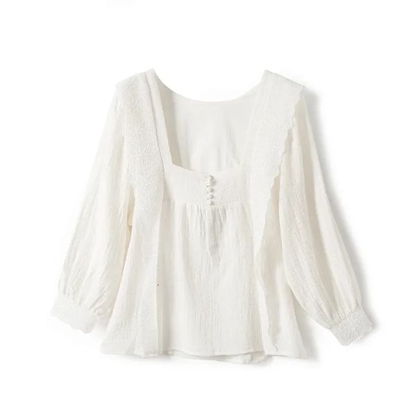 women's blouses & shirts white long sleeve embroidery floral lace trim lantern temperament office lady with buttons tqgd
women's blouses & shirts white long sleeve embroidery floral lace trim lantern temperament office lady with buttons tqgd
