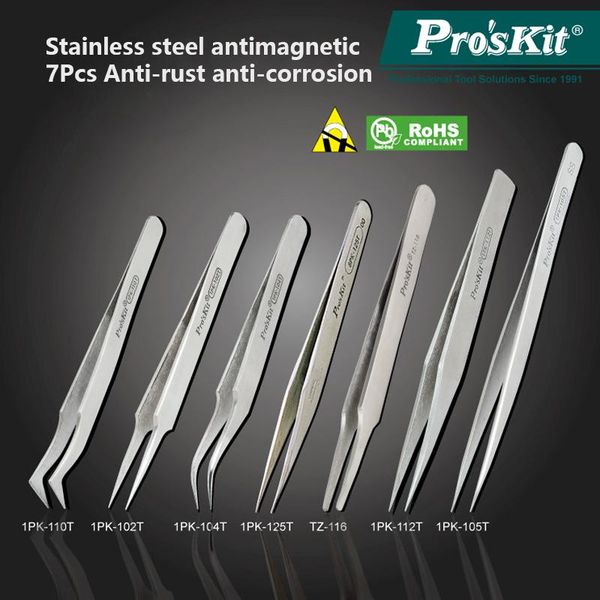 shade proskit 7pcs soldering tweezers anticorrosive precision electronic stainless steel long set forceps pincette
shade proskit 7pcs soldering tweezers anticorrosive precision electronic stainless steel long set forceps pincette