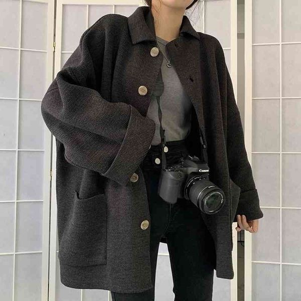 knitted cardigan coat women's 2021 new korean version loose versatile lazy long sleeved spring and autumn thin sweater, Black
knitted cardigan coat women's 2021 new korean version loose versatile lazy long sleeved spring and autumn thin sweater, Black