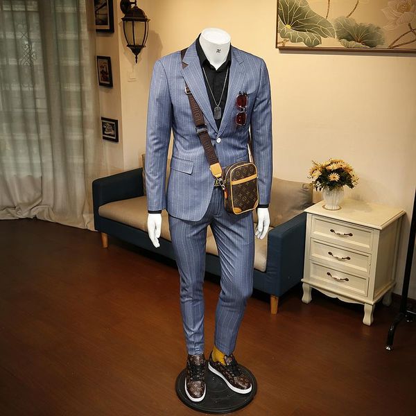 men's suits & blazers spring and autumn business dress wedding british version single breasted slim groom stripe casual suit, White;black
men's suits & blazers spring and autumn business dress wedding british version single breasted slim groom stripe casual suit, White;black