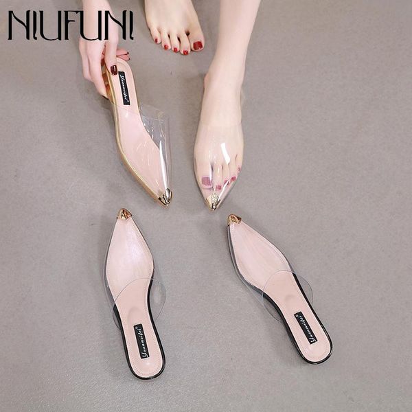 summer transparent casual outer wear small pointed half slippers flat bottom women's sandals metal decorative shoes, Black
summer transparent casual outer wear small pointed half slippers flat bottom women's sandals metal decorative shoes, Black
