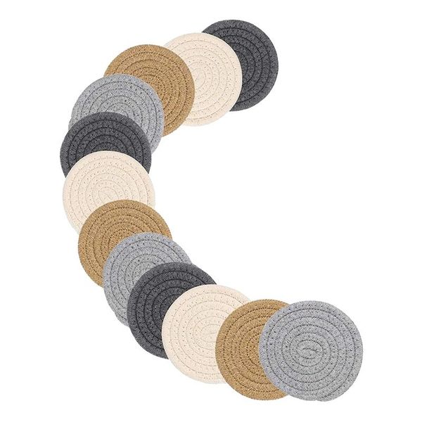 mats & pads 12 pcs handmade cotton braided coasters for drinks,anti slip heat insulation fast water absorption home decor cup mat
mats & pads 12 pcs handmade cotton braided coasters for drinks,anti slip heat insulation fast water absorption home decor cup mat