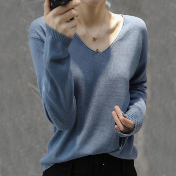 women's sweaters knitted female loose v-neck pullovers solid color long sleeve sweater fashion simple base xa376f, White;black
women's sweaters knitted female loose v-neck pullovers solid color long sleeve sweater fashion simple base xa376f, White;black