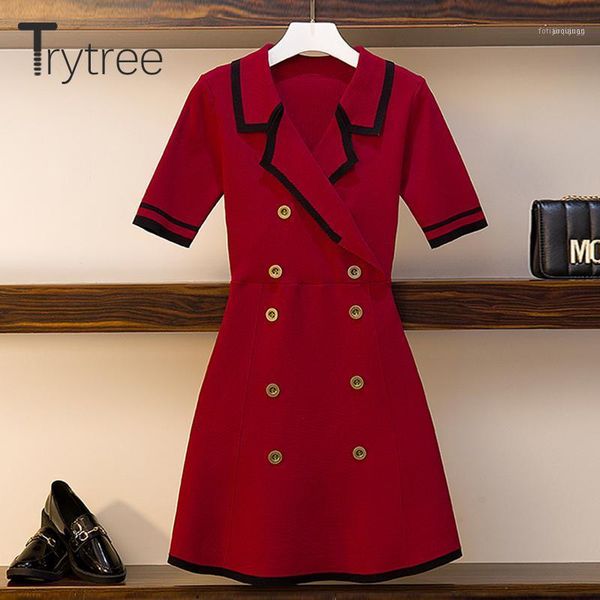trytree summer dress elegant casual women solid notched collar dresses double-breasted knitting a-line mini office lady dress1, Black;gray
trytree summer dress elegant casual women solid notched collar dresses double-breasted knitting a-line mini office lady dress1, Black;gray
