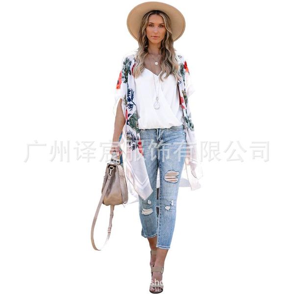 women's swimwear women cover-ups 2021 summer fashion beach blouse sun protection printed chiffon shirt cardigan donsignet, White;black
women's swimwear women cover-ups 2021 summer fashion beach blouse sun protection printed chiffon shirt cardigan donsignet, White;black