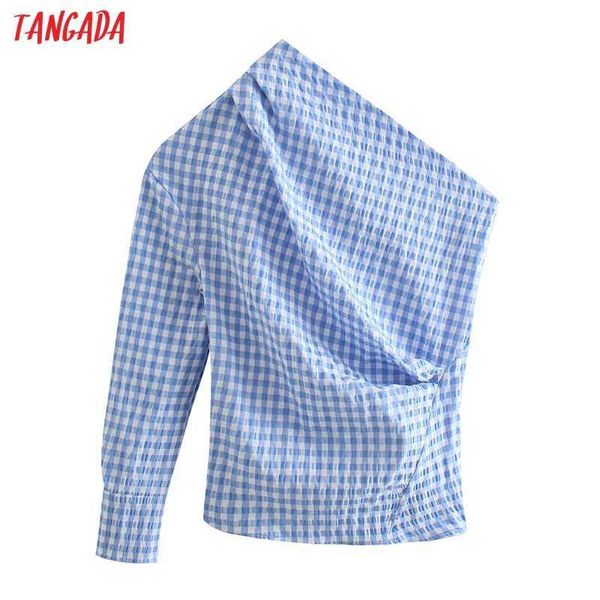 tangada women retro blue plaid print shirt off shoulder long sleeve chic female shirt 3r25 210609, White
tangada women retro blue plaid print shirt off shoulder long sleeve chic female shirt 3r25 210609, White