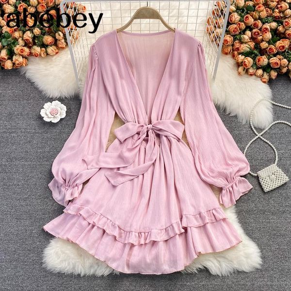 casual dresses 2021 spring autumn sweet deep v-neck long sleeve dress ruffles patchwork high waist lace up solid color short a-line, Black;gray
casual dresses 2021 spring autumn sweet deep v-neck long sleeve dress ruffles patchwork high waist lace up solid color short a-line, Black;gray