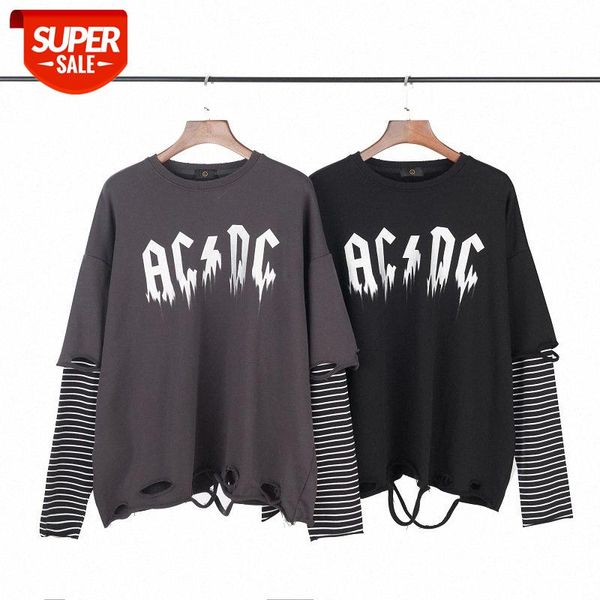 street letter printing oversize loose knife cut holes fake two striped stitching t-shirt round neck sweater men #vz58, Black
street letter printing oversize loose knife cut holes fake two striped stitching t-shirt round neck sweater men #vz58, Black