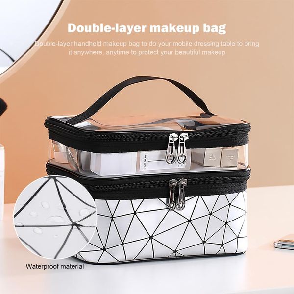 storage bags double layer travel makeup bag - waterproof portable cosmetic bag, large case organizer, women leather organizer
storage bags double layer travel makeup bag - waterproof portable cosmetic bag, large case organizer, women leather organizer