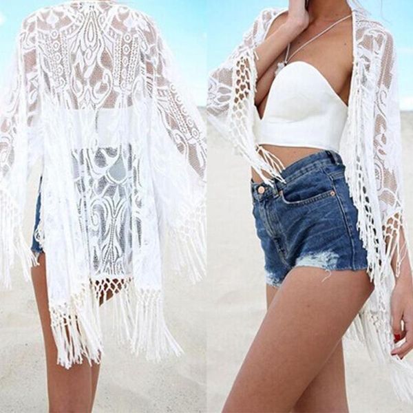 women summer blouse sunscreen tassel solid white color lace splicing beach female women's blouses & shirts
women summer blouse sunscreen tassel solid white color lace splicing beach female women's blouses & shirts