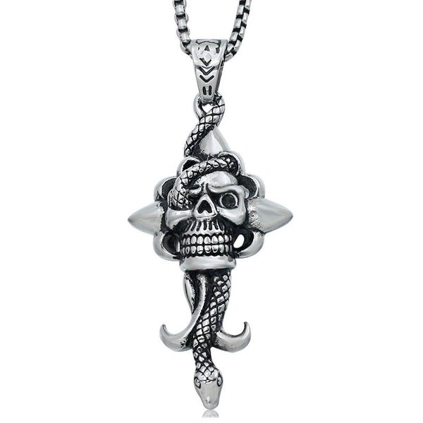 pendant necklaces animal snake skull personality retro pattern ghost necklace stainless steel punk men's, Silver
pendant necklaces animal snake skull personality retro pattern ghost necklace stainless steel punk men's, Silver