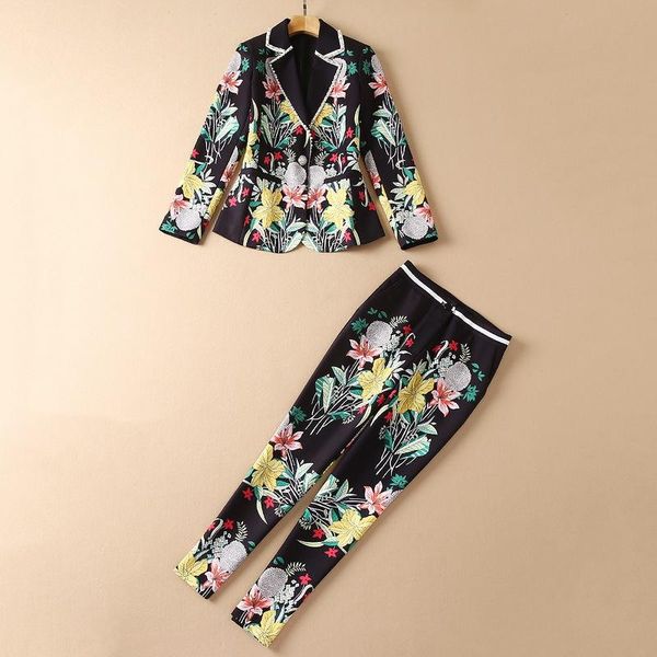 women's two piece pants european and american autumn 2021 long sleeve beaded print coat nine minutes of fashion suits, White
women's two piece pants european and american autumn 2021 long sleeve beaded print coat nine minutes of fashion suits, White