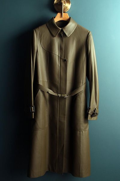 women's fur & faux arlenesain real lambskin soft leather olive color women trench coat, Black
women's fur & faux arlenesain real lambskin soft leather olive color women trench coat, Black