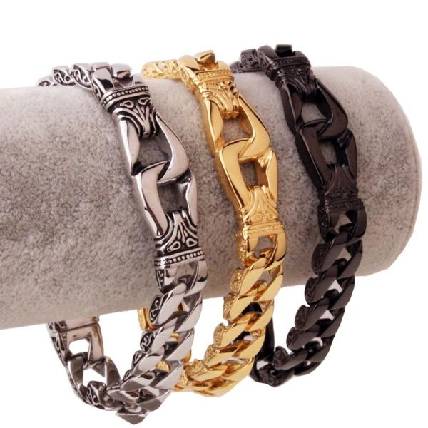link, chain 12mm 8.66" mens bracelet 316l stainless steel vintage curved silver color curb cuban link wholesale jewelry, Black
link, chain 12mm 8.66" mens bracelet 316l stainless steel vintage curved silver color curb cuban link wholesale jewelry, Black