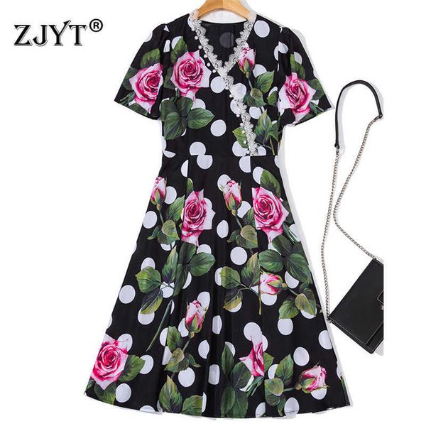 lace patchwork v neck short sleeve summer designer runway dot print dress women fashion knee length casual holiday vestidos 210601, Black;gray
lace patchwork v neck short sleeve summer designer runway dot print dress women fashion knee length casual holiday vestidos 210601, Black;gray