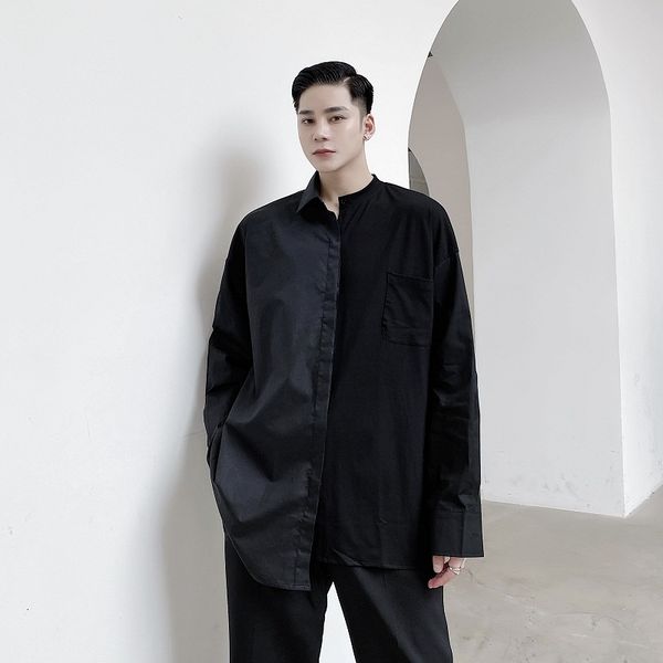 men's casual shirts men asymmetric collar black gray splice long sleeve male japan style streetwear hip hop loose 0ff6, White;black
men's casual shirts men asymmetric collar black gray splice long sleeve male japan style streetwear hip hop loose 0ff6, White;black
