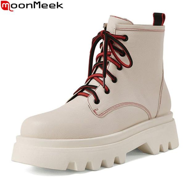 boots moonmeek 2021 arrival women genuine leather square heels round toe lace up autumn winter ankle, Black
boots moonmeek 2021 arrival women genuine leather square heels round toe lace up autumn winter ankle, Black