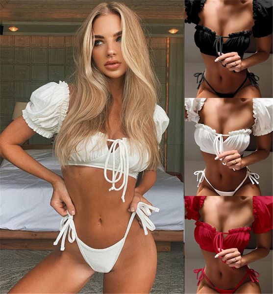 2021 micro bikini set white strappy swimwear women push up bathing suit sleeves bandage swimsuit beach wear brazilian biquinis
2021 micro bikini set white strappy swimwear women push up bathing suit sleeves bandage swimsuit beach wear brazilian biquinis