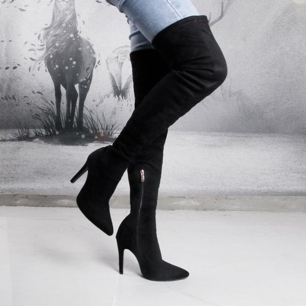 boots women black thigh shoes female high heel pointed toe side zip stretching suede over the knee ladies
boots women black thigh shoes female high heel pointed toe side zip stretching suede over the knee ladies