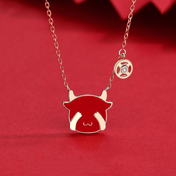 same 2021 spring festival cute cow necklace in the forbidden city, women's warm and color changing new year gift, national style, Silver
same 2021 spring festival cute cow necklace in the forbidden city, women's warm and color changing new year gift, national style, Silver