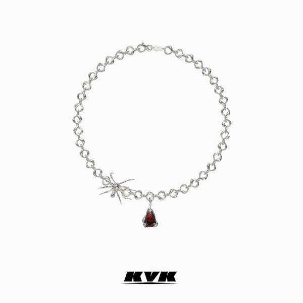 pendant necklaces kvk spider blood drop twist necklace female luxury niche original jewelry clavicle ins cold wind, Silver