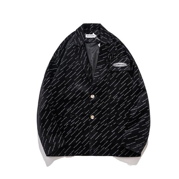 men's suits & blazers eukaaru letter printed corduroy suit coat american fashion loose lapel jacket brand casual streetwear, White;black
men's suits & blazers eukaaru letter printed corduroy suit coat american fashion loose lapel jacket brand casual streetwear, White;black