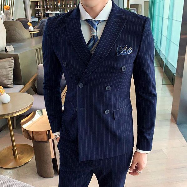 men's suits & blazers ( jacket + vest pants ) boutique fashion striped formal mens casual business double-breasted suit / groom wedding, White;black
men's suits & blazers ( jacket + vest pants ) boutique fashion striped formal mens casual business double-breasted suit / groom wedding, White;black