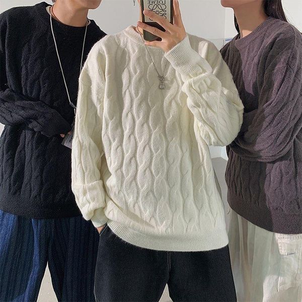 men's sweaters pullover sweater for men thick loose korean version solid color knit o-neck casual couple plus size fall clothes, White;black
men's sweaters pullover sweater for men thick loose korean version solid color knit o-neck casual couple plus size fall clothes, White;black