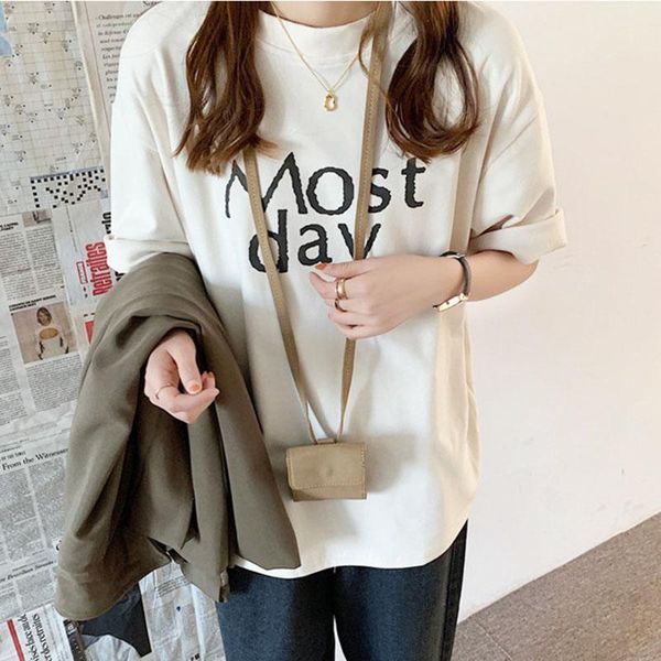women's t-shirt round neck short-sleeved loose students korean version of the wild ins tide half-sleeved summer, White
women's t-shirt round neck short-sleeved loose students korean version of the wild ins tide half-sleeved summer, White
