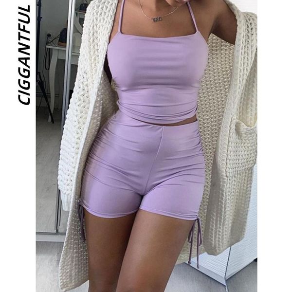 women's tracksuits ciggantful women 2021 summer crop solid color backless lace up ruched shorts suit two piece set outfits streetwe, Gray
women's tracksuits ciggantful women 2021 summer crop solid color backless lace up ruched shorts suit two piece set outfits streetwe, Gray