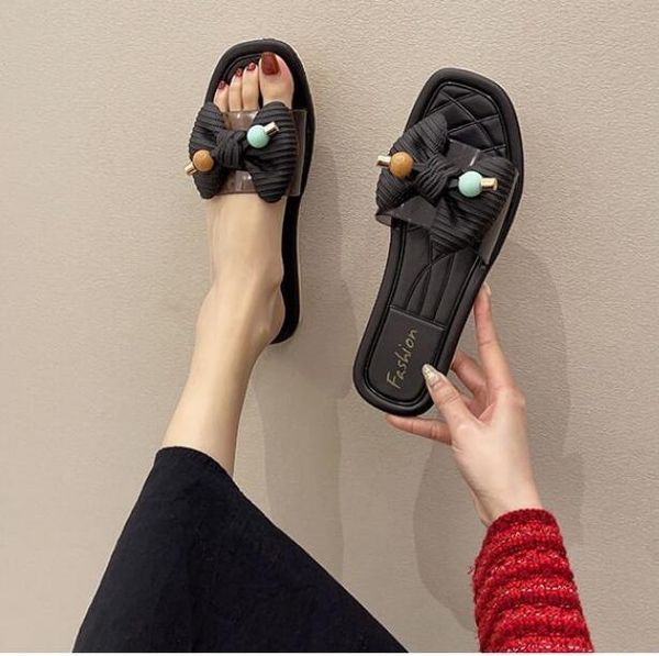 2021 bow slippers women's summer wear fashion leisure trend one word sandals wholesale four colors, Black
2021 bow slippers women's summer wear fashion leisure trend one word sandals wholesale four colors, Black